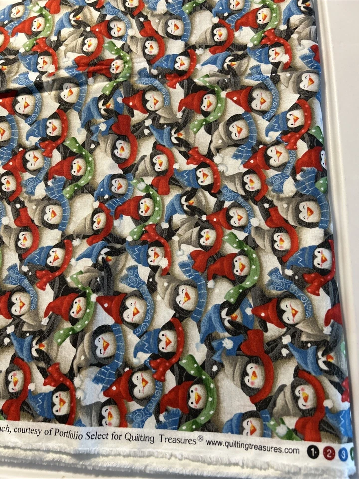 Quilting Treasures Packed Penguins Mini Print 100% Cotton Quilt Fabric 1 1/2 YDS - Image 2 of 4
