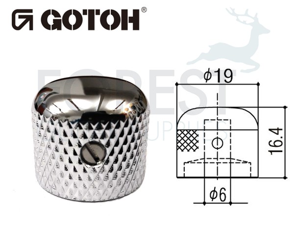 Gotoh VK3 guitar dome metal Knob chrome 19mm