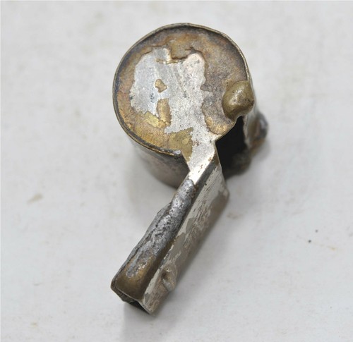 Vintage Brass Small Whistle Original Old Hand Crafted Nickel Coated - Picture 6 of 6