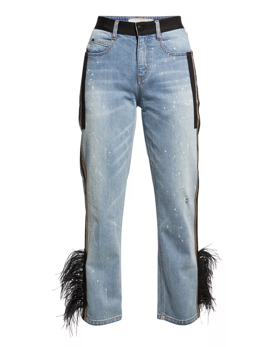 Striped trim hotsell jeans