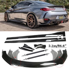 Front Bumper Lip Splitter Spoiler Side Skirt Strut Rod For Infiniti Q60 14-22