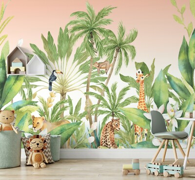 Tiere Tropisch Tapete Wandbild Arthouse Dschungel Kinderzimmer Spielzimmer Schlafzimmer
