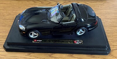 Burago 1993 Jet Black Dodge Viper RT/10 Die Cast Metal 1:24 Scale