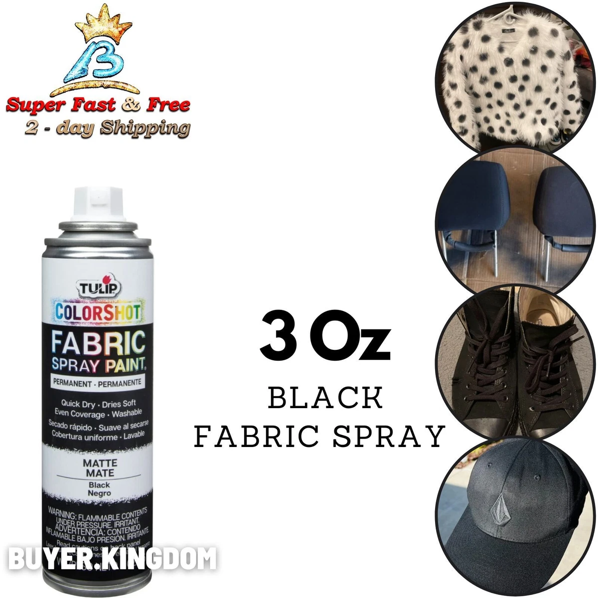 Aerosol de Tela Color Negro Quick Dry Black Spray Paint For Fabric