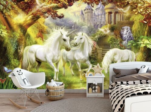 Unicorns Wall Mural Fairytale Photo Wallpaper Nursery Kids Room Paper Poster Art