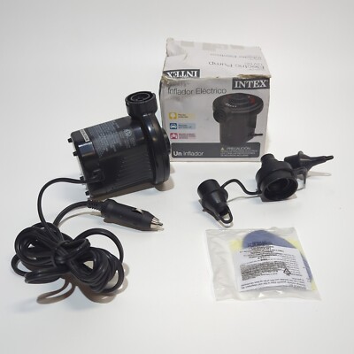 Intex Quick-Fill Electric Air Pump 12v Dc Powered 3 Nozzles Mattress Bed for Car