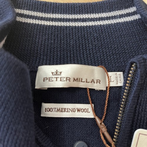 Peter Millar 100% Extra Fine Merino Wool 1/4 Zip Navy Sweater Vest Men’s NWT - Picture 3 of 9