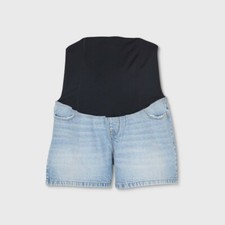 NWT Isabel Maternity 2/26 Over Belly MIDI Maternity Light Wash Jean Shorts