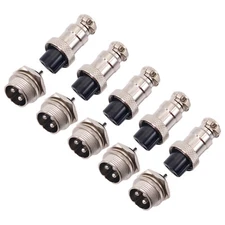 US Stock 5 Pair Aviation Plug 3Pin Female Panel Metal Wire Connector 16mm GX16-3
