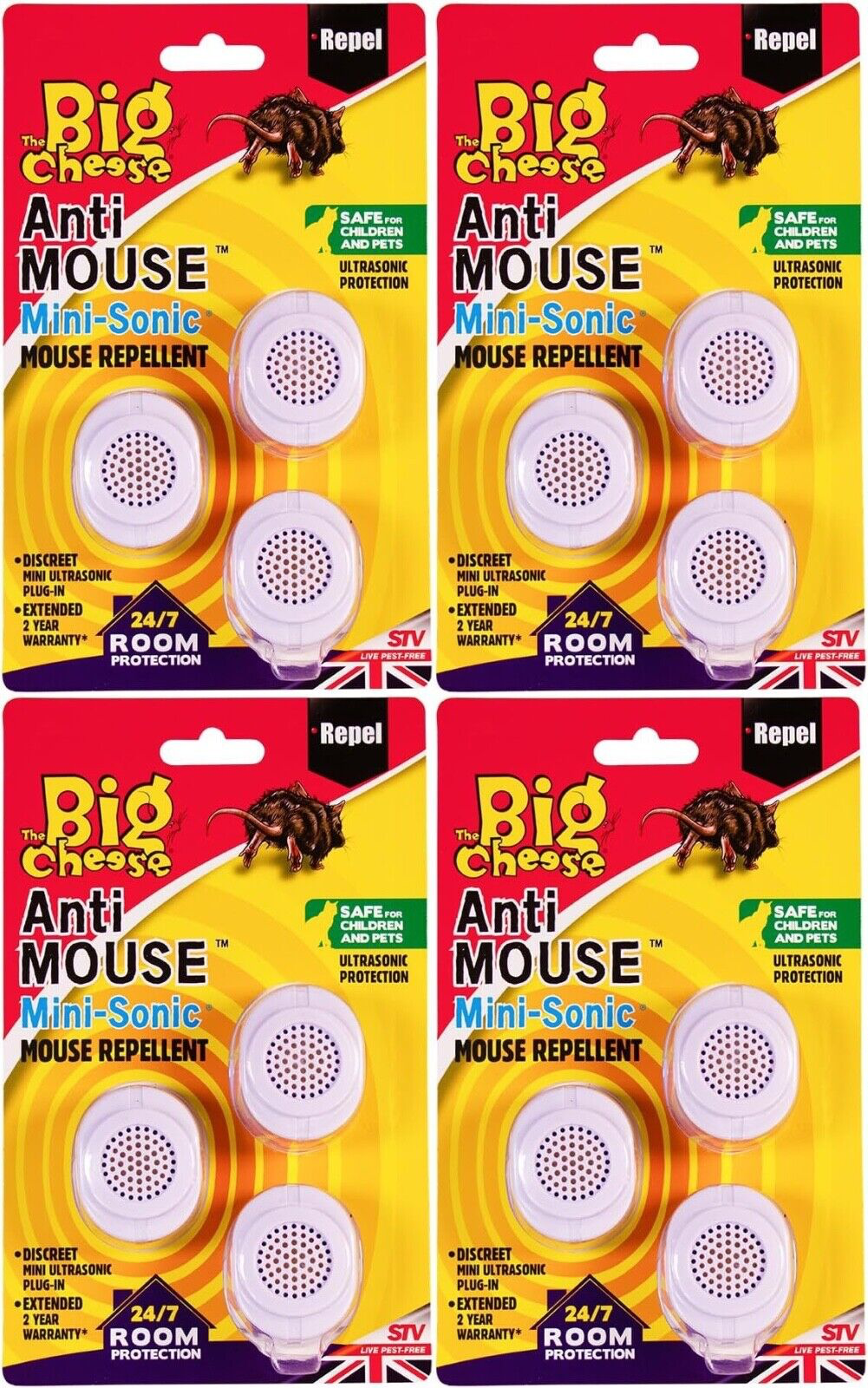 12x The Big Cheese STV Mice Rat Repeller Deterrent Mini-Sonic Ultrasonic Plug In