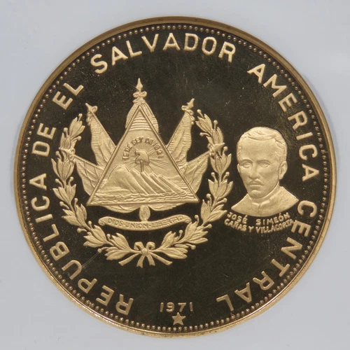 1971 El Salvador 200 Colones - Independence - .900 Gold - NGC Proof 64 UCAM