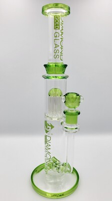 16'' Diamond Glass Triple inline Tree Perk High Quality Straight Bong with PERC