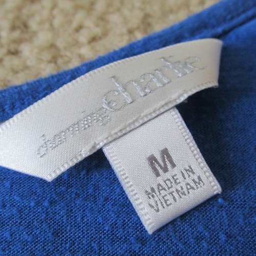 Charming Charlie Sleeveless Blouse Womens Medium Blue Keyhole Pullover Shirt Top - Picture 3 of 5