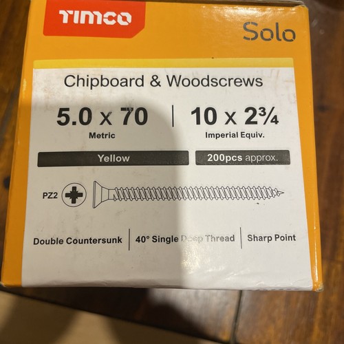 Solo Woodscrews - PZ - Double Countersunk - Yellow 5.0 x 70 - Picture 2 of 4