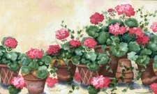 Floral Wallpaper Border Potted Geranium Wall Decor by artist Annie LaPoint