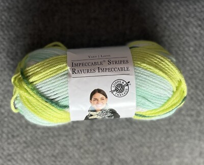 Loops and Threads Impeccable Yarn Cool Mint Stripe Green Teal White NEW worsted