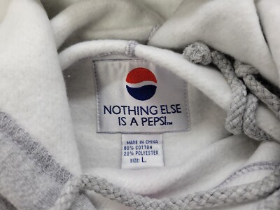Vintage Pepsi-Cola Gray Pepsi Hoodie Sweatshirt Size Large Made In 