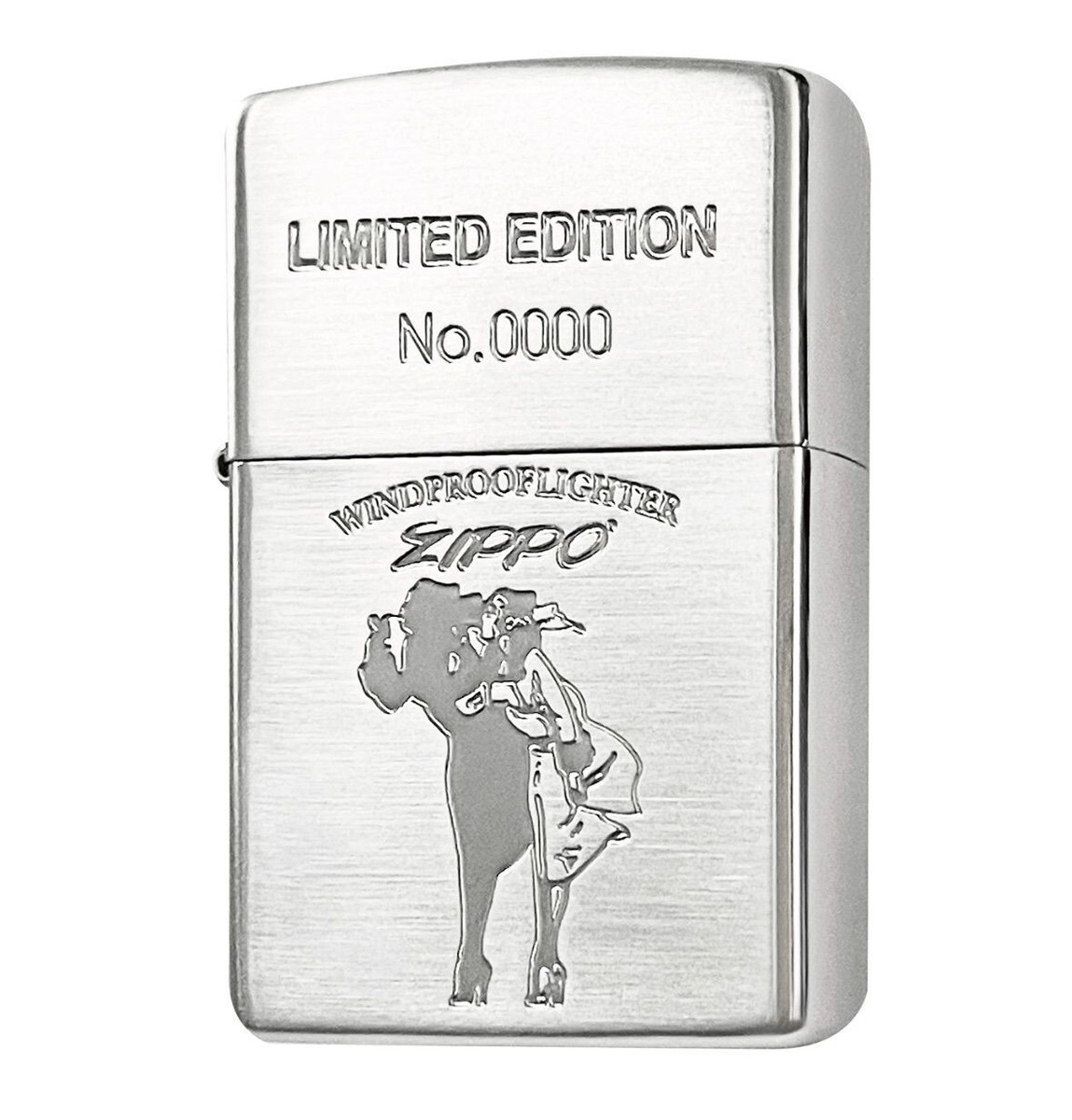 Zippo Windy Girl Etching Silver Platinum Plating Limited Edition