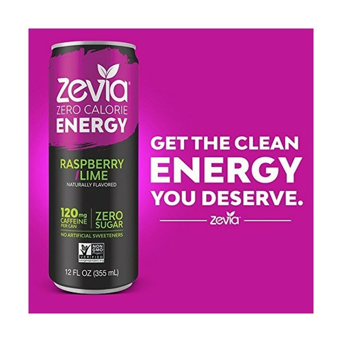 Zevia Zero Calorie 4 Flavor Energy Drinks Sugar Free Power 12Oz 12 Variety Pack - Picture 7 of 10