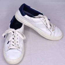 Tory Burch Tory Sport Women's White Blue Leather Sneakers Size 8.5 M (40051)