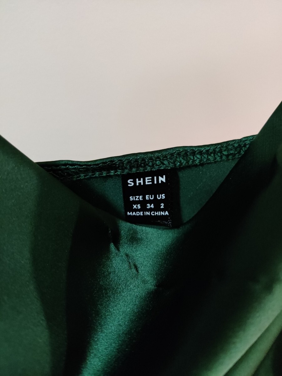 Shein Emerald Green Slip Dress with Slit | eBay