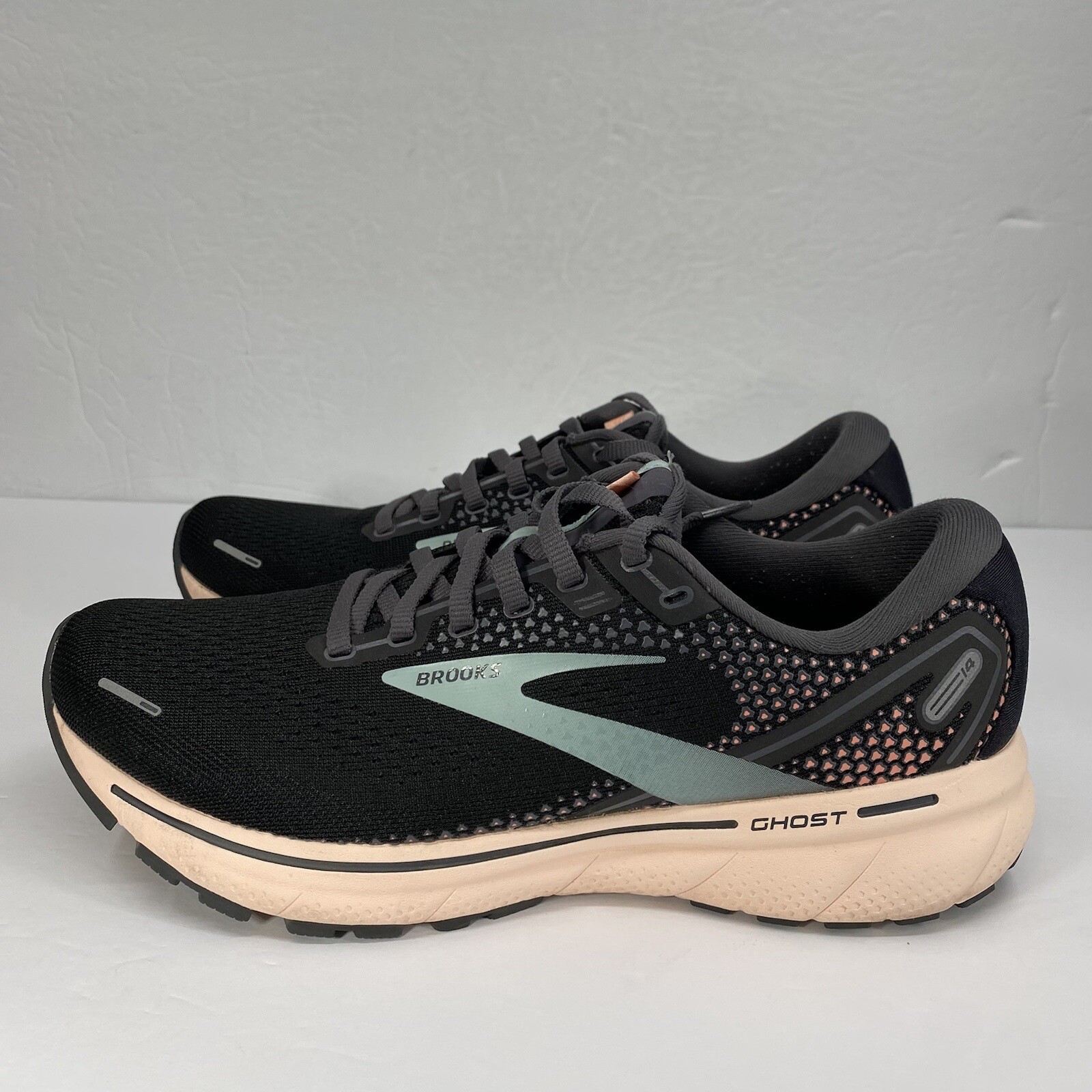 Brooks Ghost 14 Running Sneaker Shoes Black Pearl Pea… Gem