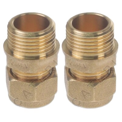PACKUNG MIT 2 x MESSING 10 mm KOMPRESSION auf 3/8'' ZOLL BSP STECKERVERSCHRAUBUNG ROHRADAPTER