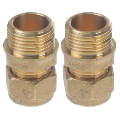 CATERING PARTS UK PACK OF 2 x BRASS 10mm COMPRESSION to 3/8" INCH BSP MALE FITTING PIPE ADAPTER