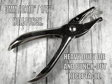 HOLE PUNCH, HEAVY-DUTY DIE HEAD, 1/8”/3mm HOLE, SPRING ASSIST, CATCH RESERVOIR