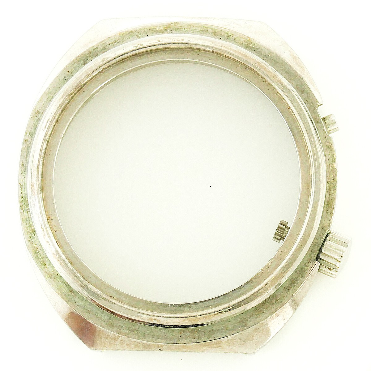 HEUER SOLUNAR STAINLESS STEEL MENS CASE FRAME FOR PARTS OR REPAIRS