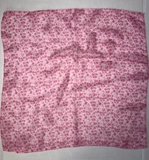 Polyester Scarf Square Small Floral Pink Shades 19" X 19.5" Made in Korea #99947