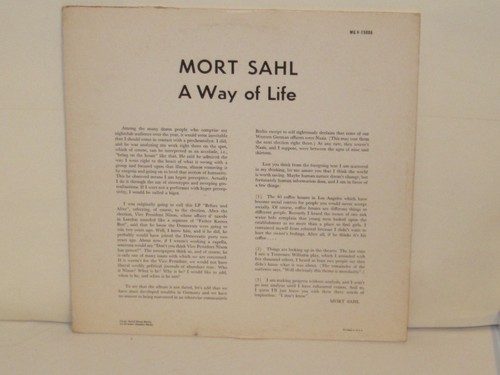 MORT SAHL - A Way of Life ~ VERVE 15006 {dg orig} RARE DAVID STONE MARTIN COVER - Picture 2 of 3