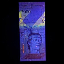 🇻🇪 Venezuela, 2000 Bolivares Banknote 2016, P96 UNC Currency Under UV Light