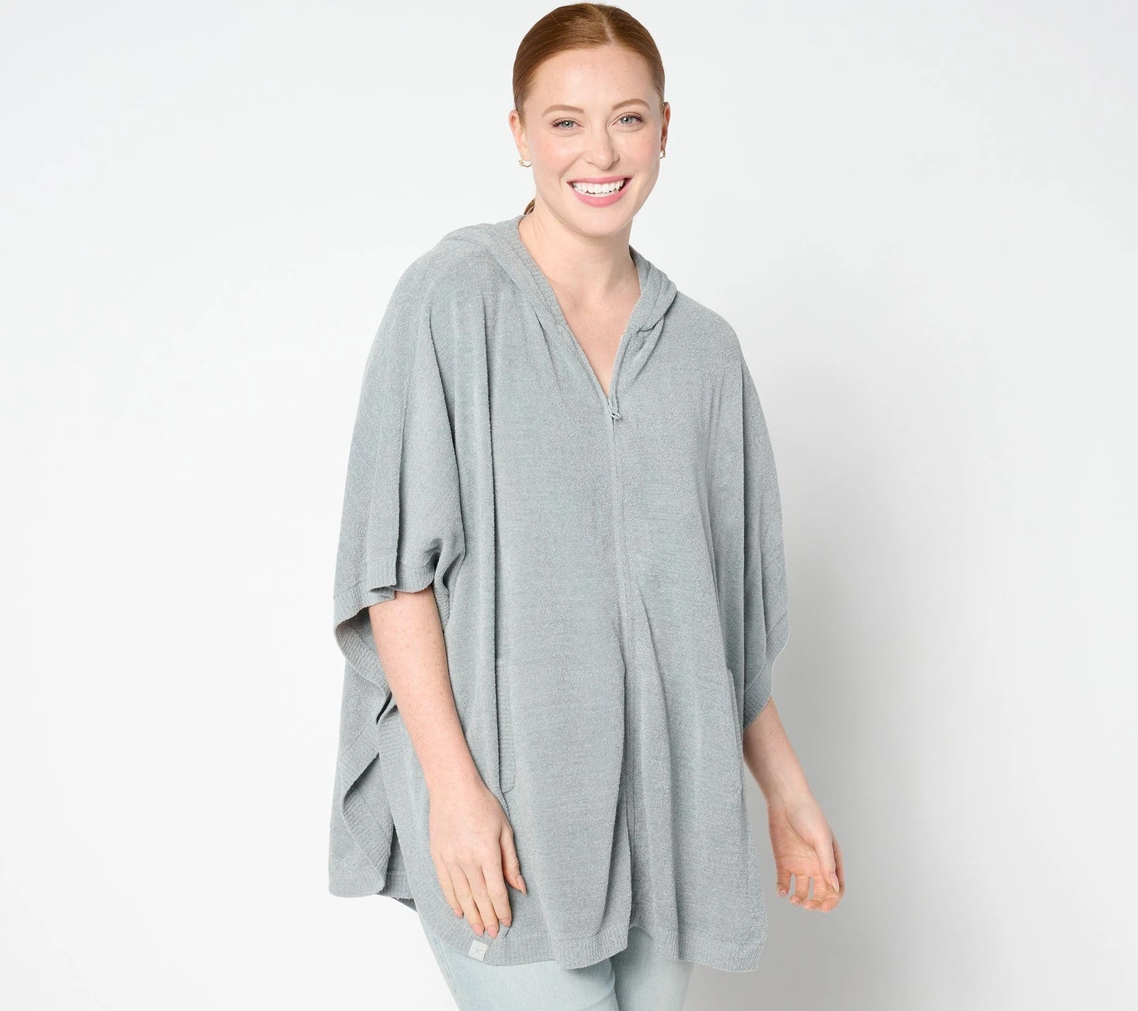Barefoot Dreams CozyChic Ultra Lite Shirttail Poncho- PLUS SIZE Moonbeam One Siz