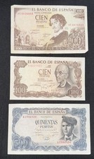 1971 Spain 500 Pesetas note & 1970 100 Pesetas note & 1965 100 Pesetas note