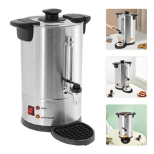 8L Stainless Steel Electric Commercial Coffee Urn Percolator Coffee Pot Silver