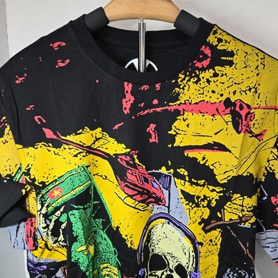 FaZe Clan Men's Nuke Squad Skull Graphic T-Shirt Black Yellow Green Red Size L