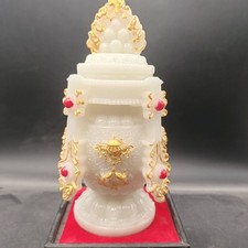 Vaso tesoro tibetano dipinto luminoso otto di buon auspicio decorazione altare buddista