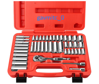 44-Piece 1/4 Inch Drive SAE (3/16 in - 9/16 in) & Metric (4 mm-14 mm) Socket Set
