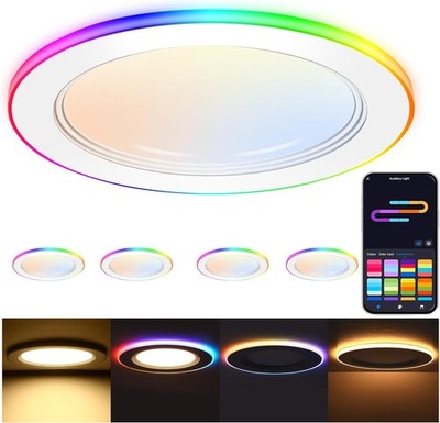 CLOUDY BAY 4 Pack 6 Inch RGB Smart Recessed Lighting Gradient