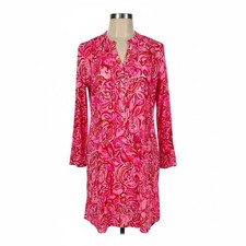Lilly Pulitzer Sarasota Pintucked Tunic Dress Shift Mini Mango Salsa Printed S