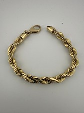 9ct Solid Gold Rope Bracelet Diamond Cut Solid, 26.1g, 7.5”, 7/8mm, Hallmarked