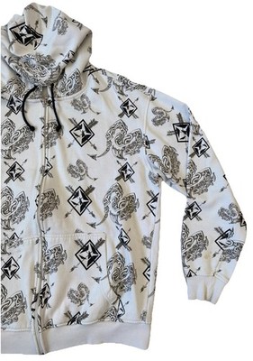Vintage Y2K Wckd Authentic Skater AOP Arrows Full Zip Hoodie White