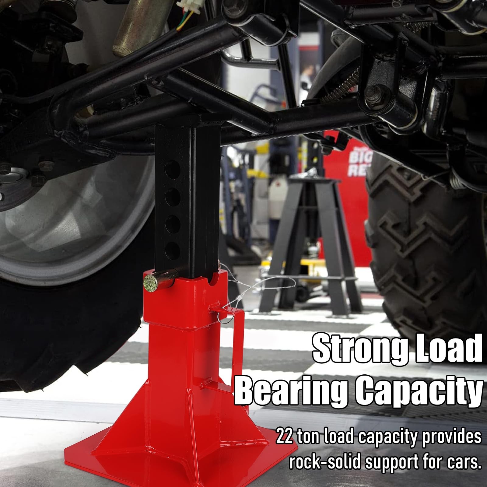 1 Pair 22 Ton Heavy Duty Pin Type Professional Car Jack Stand with Lock, Red