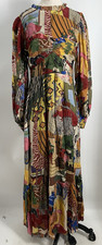FARM RIO PROVISÓRIO Tropical Print Maxi Mock Neck Long Sleeve Dress Women’s ~ M