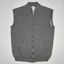 Vintage Sportswear Sweater Vest Men's M Gray Grunge Blank Zip Up 70s Made In USA