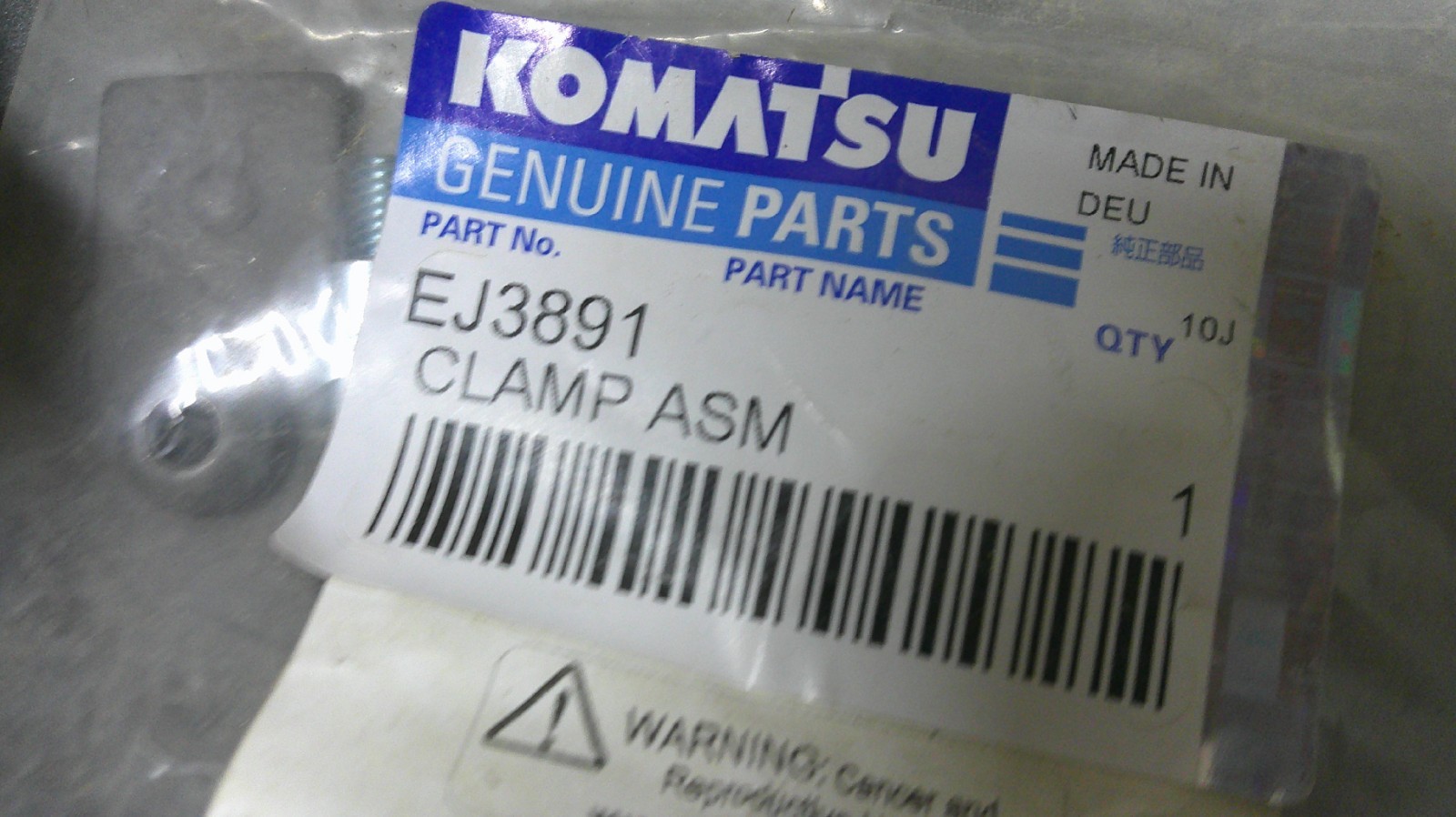 New Komatsu EJ3891 Clamp Assembly