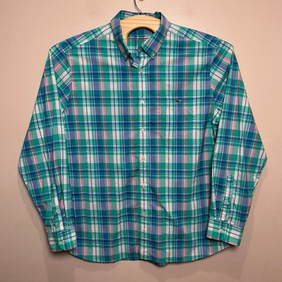Vineyard Vines Mens On-The-Go Performance Button Down XL Long Sleeve Green Plaid