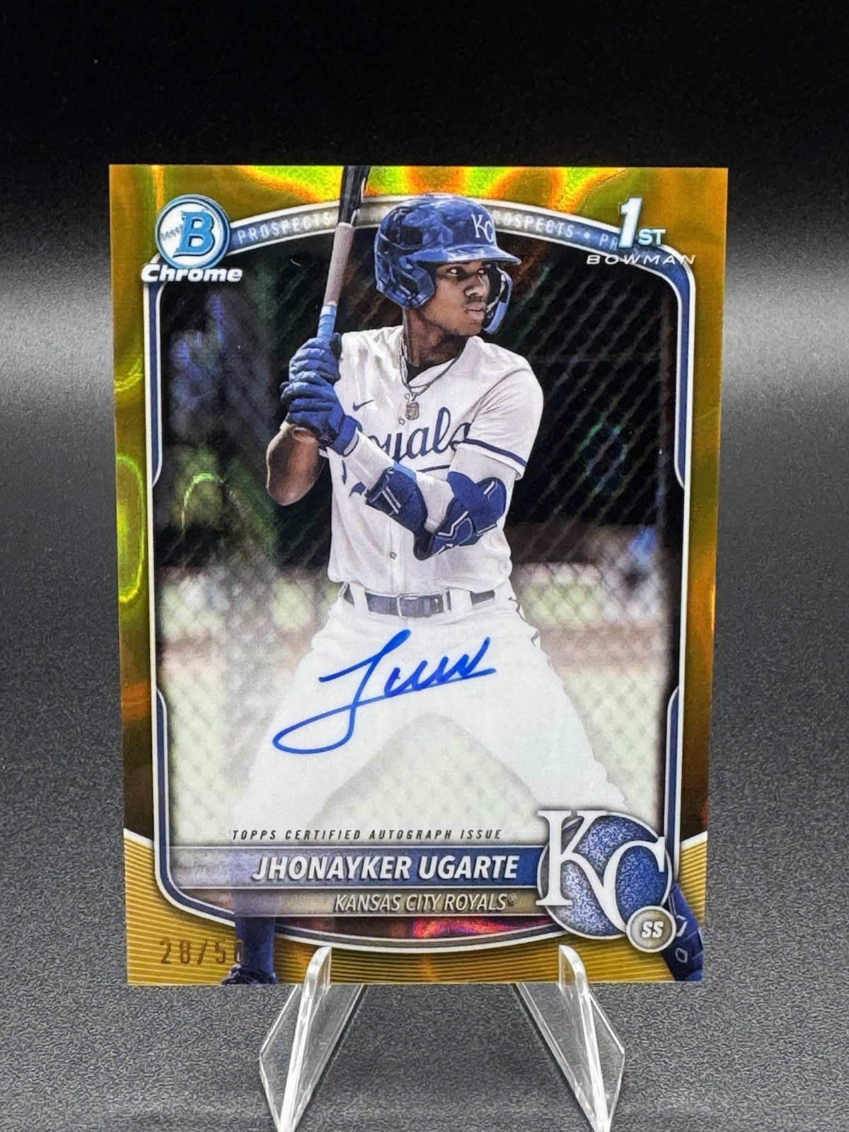 2025 Bowman Chrome Jhonayker Ugarte 1st Gold Lava Refractor Auto /50 #CPA-JU