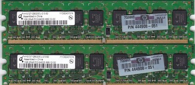 2GB 2x1GB PC2-6400E QIMONDA DDR2-800 HYS72T128020EU-2.5-B2 ECC KIT HP 444908-051